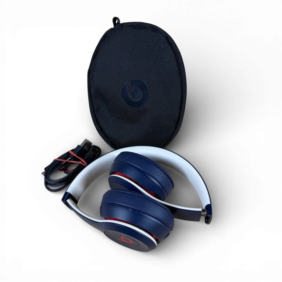 Beats Solo3 Club Collection On Ear Wireless Headphones Navy Blue w/ Case + Cable